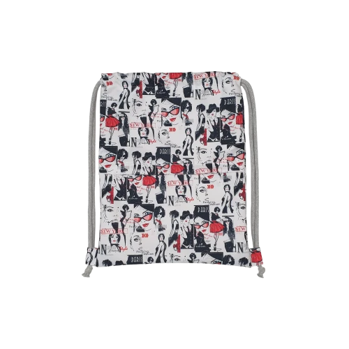 WOREK PLECAK  DAMSKI NADRUK FASHION BIAŁO CZARNO CZERWONO SZARY